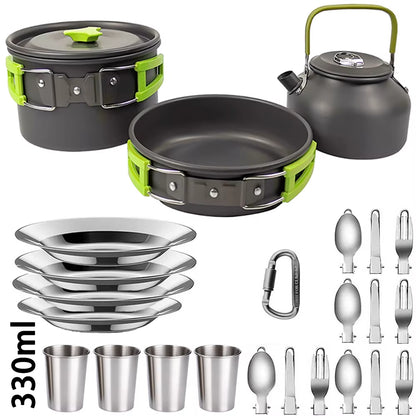 Camping Cooking Set Camping Cookware Travel Tableware Outdoor Picnic Set Teapot for 2-3 Peaple Non-Stick Pots Assorted Sets