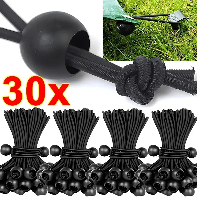 Outdoor Elastic Ball Rope Bungee Cords Portable Tent Fixing Tarpaulin Awning Canopy Heavy Duty Tarp Tie down for Shelter Cargo