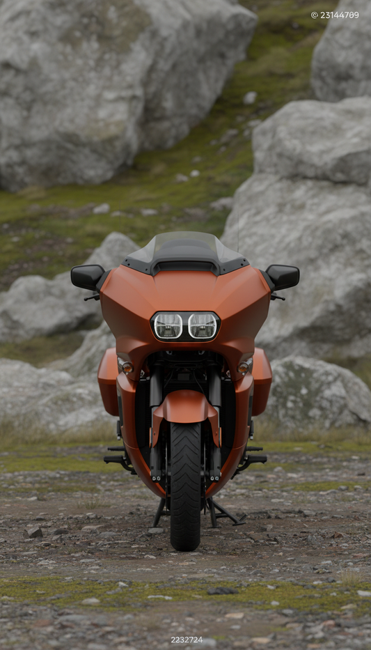 Burnt sienna touring motorcycle