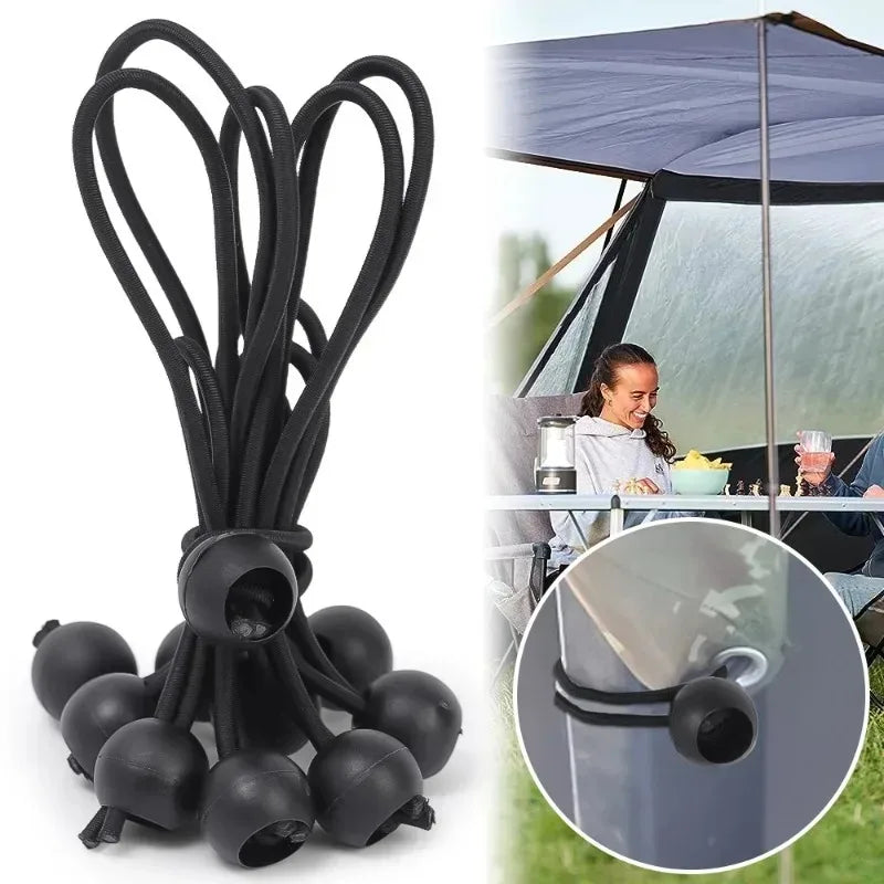 Outdoor Elastic Ball Rope Bungee Cords Portable Tent Fixing Tarpaulin Awning Canopy Heavy Duty Tarp Tie down for Shelter Cargo