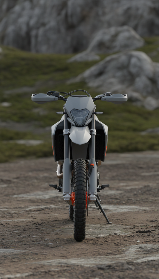 Mist grey dual-sport motorcycle