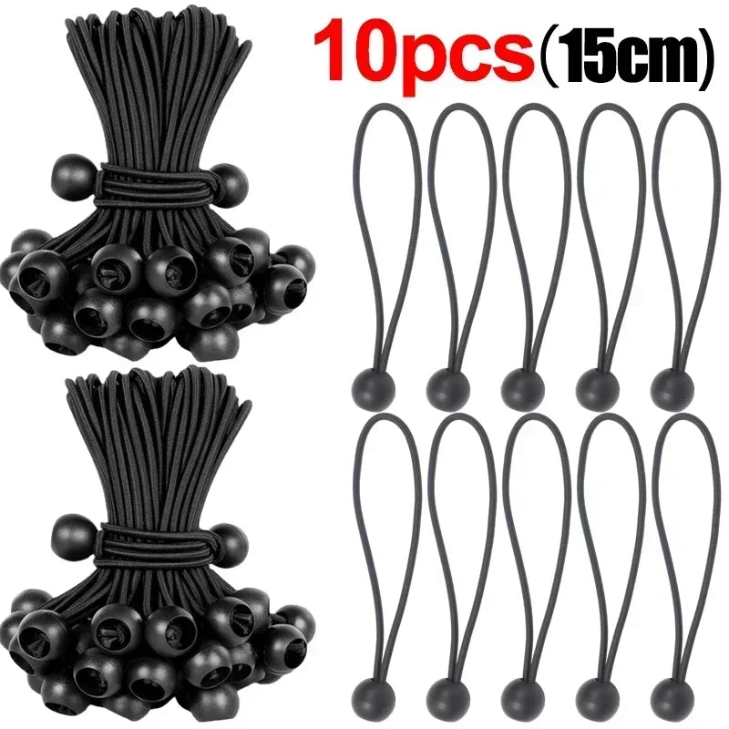 Outdoor Elastic Ball Rope Bungee Cords Portable Tent Fixing Tarpaulin Awning Canopy Heavy Duty Tarp Tie down for Shelter Cargo